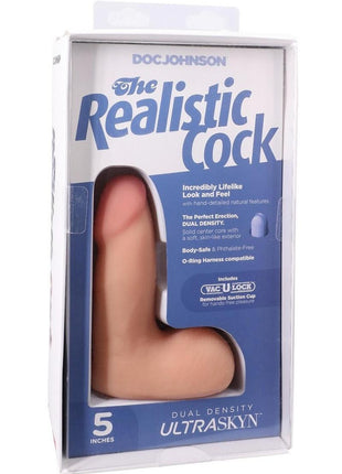 The Realistic Cock with Balls Ultraskyn Removable Vac-U-Lock Suction Cup - Vanilla - 5in