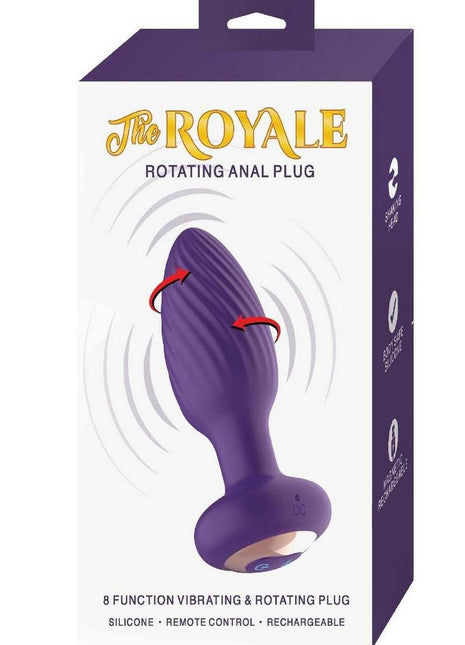 The Royal Rotating Anal Plug Rechargeable Silicone with Remote - Purple