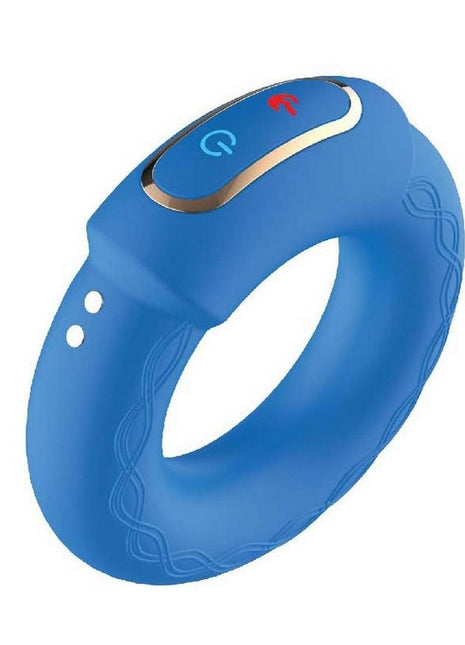 The Royale Heat-Up Cockpower Silicone Rechargeable Cock Ring - Blue