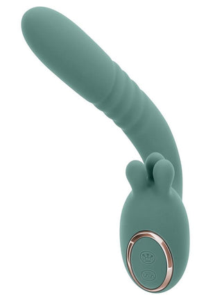 Thrust Into Ecstasy Rechargeable Silicone Dual Vibrator - Green