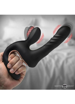 Thrust Pounder Thrusting Rechargeable Silicone Vibrator with Clitoral Stimulator