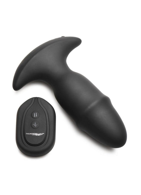 Thunder Plug Butt Slider 7x Sliding Ring Silicone Rechargeable Missle Plug with Remote Control - Black