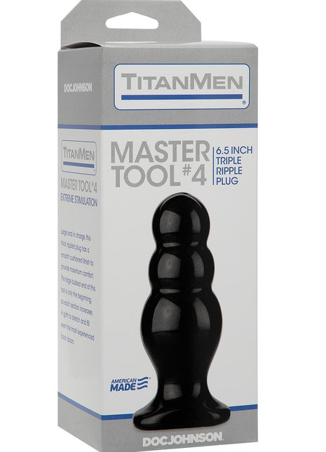Titanmen Master Tool #4 Triple Ripple Anal Plug - Black - 6.5in