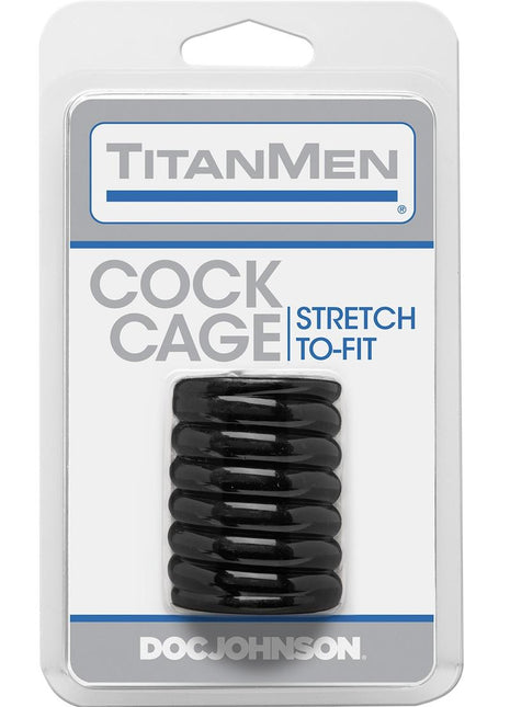 Titanmen Ribbed Stretch-To-Fit Cock Cage - Black