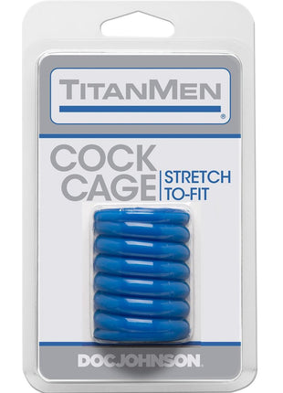 Titanmen Ribbed Stretch-To-Fit Cock Cage - Blue