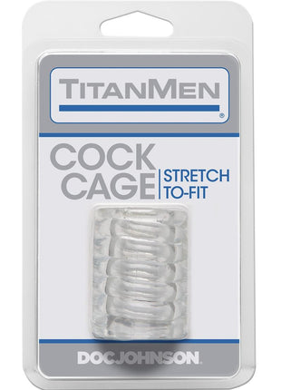 Titanmen Ribbed Stretch-To-Fit Cock Cage - Clear