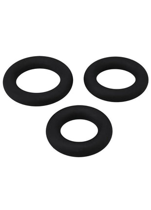 Titanmen Silicone Cushioned Cock Ring - Black - 3 Piece/Set