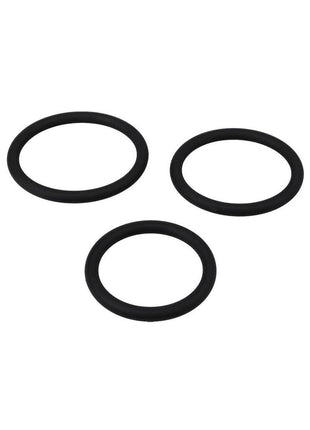 Titanmen Slim Silicone Cock Ring - Black - 3 Piece/Set