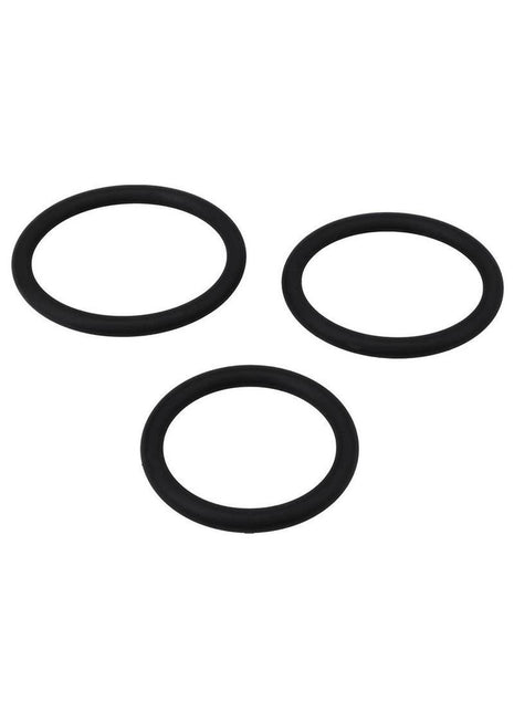 Titanmen Slim Silicone Cock Ring - Black - 3 Piece/Set