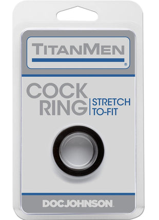 Titanmen Stretch-To-Fit Cock Ring - Black