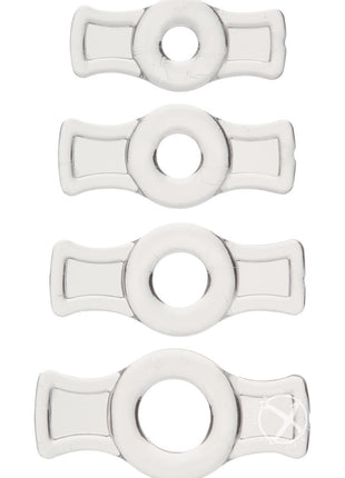 Titanmen Stretch-To-Fit Cock Rings - Clear - 4 Piece Kit