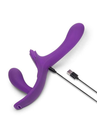 Together Lock-In Dual-Ended Vibrating Rechargeable Strap-On and Harness