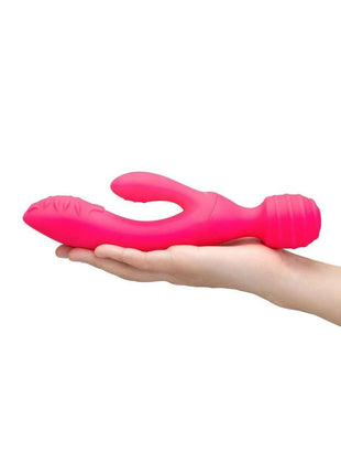 Together Tri Delight Dual-Ended Rechargeable Silicone Triple Stim Wand and Rabbit Vibrator