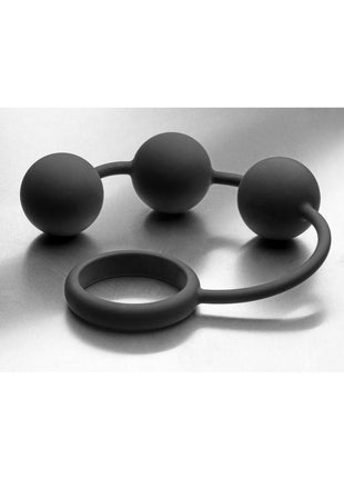 Tom Of Finland Silicone Cock Ring with 3 Weighted Balls