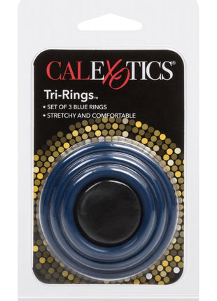 Tri Rings Cock Ring - Blue - 3 Piece Set/Set