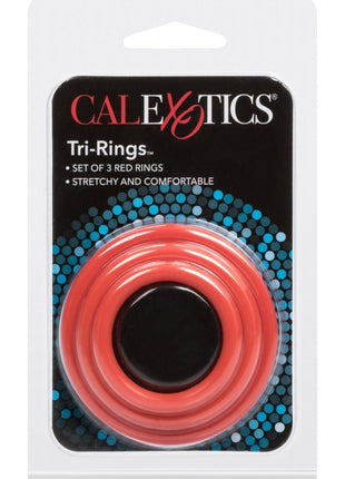 Tri Rings Cock Ring - Red - 3 Piece Set/Set