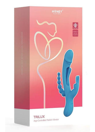 Trilux Kinky Finger Rechargeable Silicone Rabbit Vibrator with Anal Beads - Blue