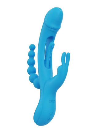 Trilux Kinky Finger Rechargeable Silicone Rabbit Vibrator with Anal Beads - Blue