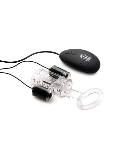 Trinity Men 20x Dual Cock Teaser with Cock and Ball Ring - Clear