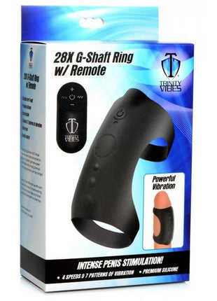 Trinity Men 7x G-Shaft Silicone Rechargeable Cock Ring with Remote Control - Black