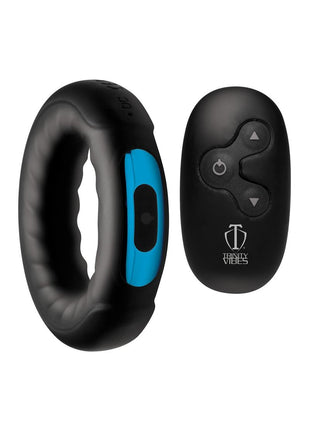 Trinity Men Remote Control 7x Rechargeable Silicone Cock Ring - Black