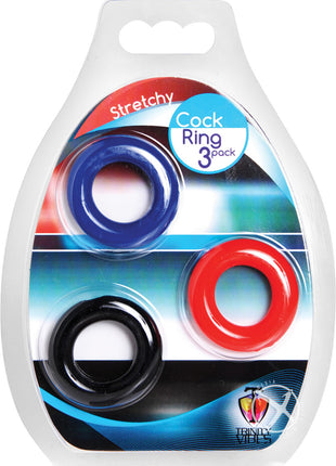 Trinity Men Stretchy Cock Ring - Assorted Colors - 3 Pack