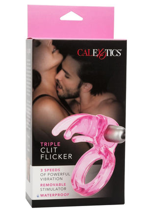 Triple Clit Flicker Cock Ring - Red