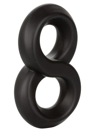Ultra-Soft Crazy 8 Dual Silicone Cock Ring - Black
