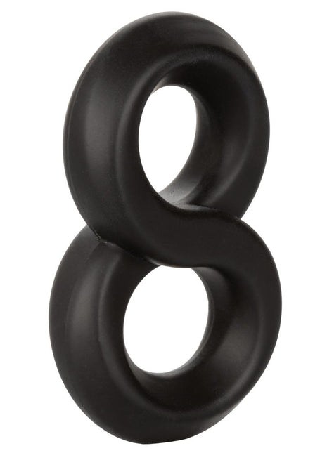 Ultra-Soft Crazy 8 Dual Silicone Cock Ring - Black