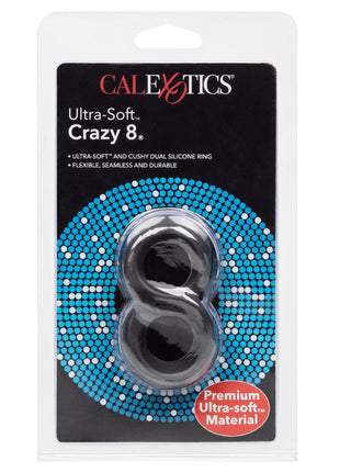 Ultra-Soft Crazy 8 Dual Silicone Cock Ring - Black