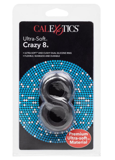Ultra-Soft Crazy 8 Dual Silicone Cock Ring - Black