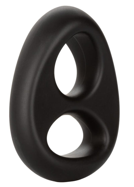 Ultra-Soft Dual Ring Silicone Cock Ring - Black