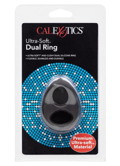 Ultra-Soft Dual Ring Silicone Cock Ring - Black