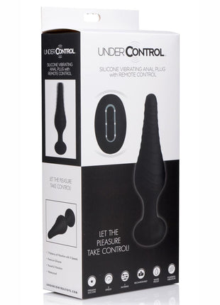 Under Control Rechargeable Silicone Vibrating Anal Plug with Remote Control - Black
