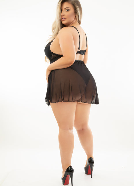 Plus Size Lace & Mesh Teddy Doll
