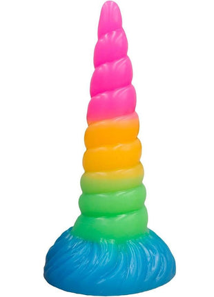 Vac-U-Lock Fantasy Fuckers Celestial Unicorn Horn Glow In The Dark Silicone Dildo - Glow In The Dark/Multicolor