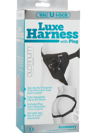 Vac-U-Lock Platinum Luxe Harness with Butt Plug - Black