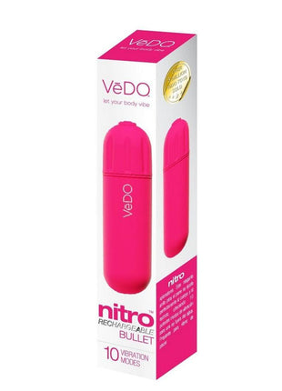 Vedo Nitro Rechargeable Silicone Bullet Vibrator - Pink - 3.25in