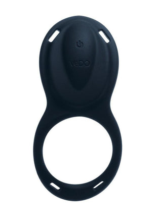 Vedo Riski Rechargeable Silicone Clitoral Vibrating Cock Ring For Couples - Black