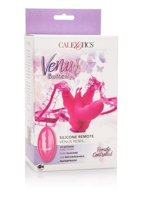 Venus Butterfly Silicone Remote Venus Penis USB Rechargeable Waterproof - Pink