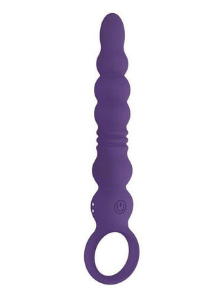 Vibrating Buttfuc Thrusting Rechargeable Silicone Anal Wand - Purple