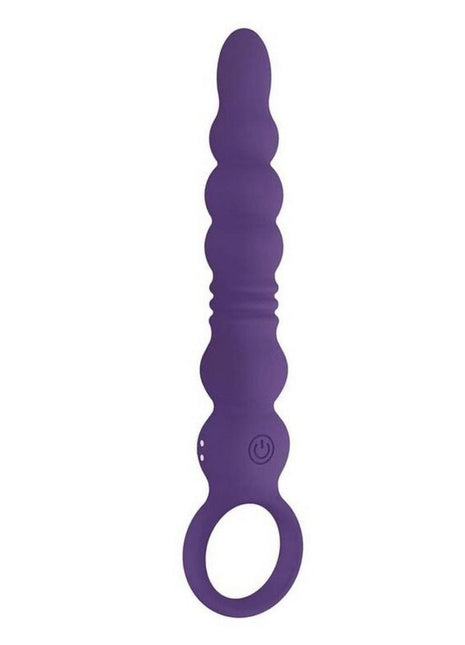 Vibrating Buttfuc Thrusting Rechargeable Silicone Anal Wand - Purple