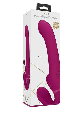 Vive Al Rechargeable Silicone Dual Motor Strapless Strap-On - Pink