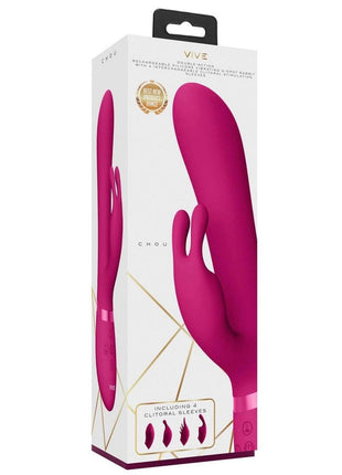 Vive Chou Rechargeable Silicone G-Spot Rabbit and Clitoral Stimulator - Pink