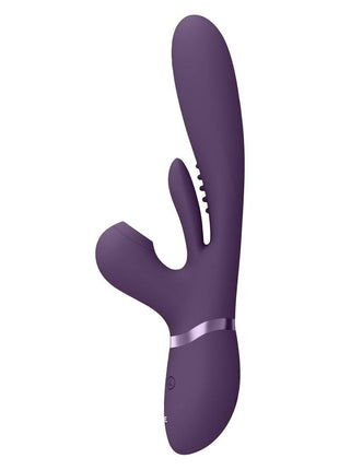Vive Ena Rechargeable Silicone Triple Motor Thrusting G-Spot with Flapper and Air Wave Clit Stimulation Vibrator