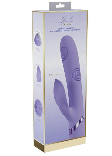 Vive Fronda Silicone Rechargeable Triple Motor G-Spot Vibrating and Tapping Leaf Clit Stimulator - Lavender/Purple
