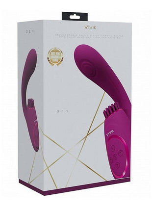 Vive Gen Rechargeable Silicone Triple Motor G-Spot Vibrator with Pulse Wave - Pink