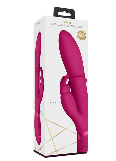 Vive Halo Rechargeable Silicone Ring Rabbit Vibrator - Pink