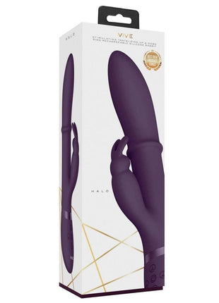 Vive Halo Rechargeable Silicone Ring Rabbit Vibrator - Purple