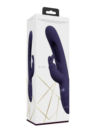 Vive Mika Rechargeable Triple Motor Vibrating Rabbit with G-Spot Stimulator - Purple